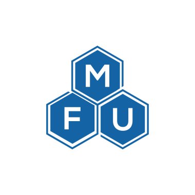 Beyaz arka planda MFU harf logosu tasarımı. MFU yaratıcı harflerin baş harfleri logo kavramı. MFU harf tasarımı.
