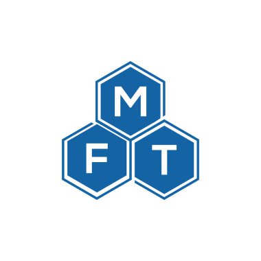 Beyaz arka planda MFT harf logosu tasarımı. MFT yaratıcı harflerin baş harfleri logo kavramı. MFT harf tasarımı.