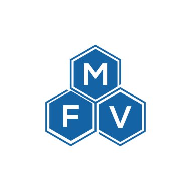 Beyaz arka planda MFV harf logosu tasarımı. MFV yaratıcı harflerin baş harfleri logo kavramı. MFV harf tasarımı.