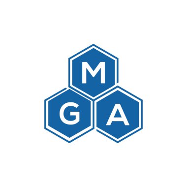 Beyaz arka planda MGA harf logosu tasarımı. MGA yaratıcı harf logosu konsepti. MGA harf tasarımı.