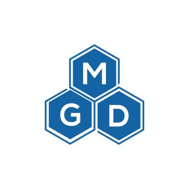 Beyaz arka planda MGD harf logosu tasarımı. MGD yaratıcı harflerin baş harfleri logo kavramı. MGD harf tasarımı.