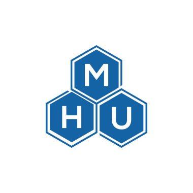 Beyaz arka planda MHU harf logosu tasarımı. MHU yaratıcı harf logosu konsepti. MHU harf tasarımı.