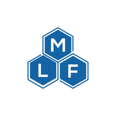 Beyaz arka planda MLF harf logosu tasarımı. MLF yaratıcı harf logosu konsepti. MLF harf tasarımı.
