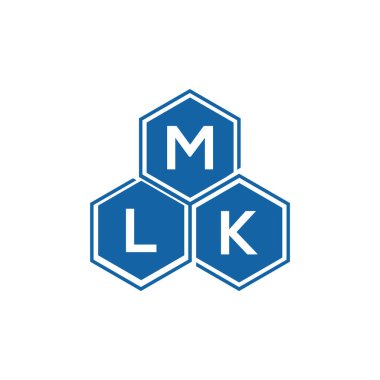 Beyaz arka planda MLK harf logosu tasarımı. MLK yaratıcı harflerin baş harfleri logo kavramı. MLK harf tasarımı.