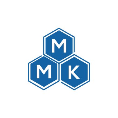 Beyaz arka planda MMK harf logosu tasarımı. MMK yaratıcı harflerin baş harfleri logo kavramı. MMK harf tasarımı.