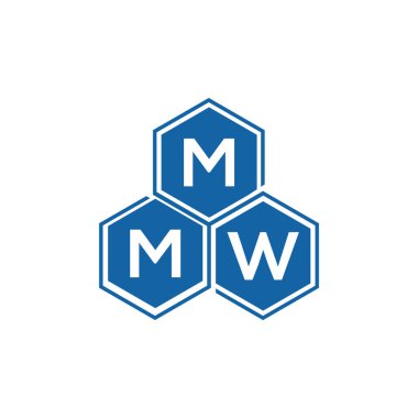 Beyaz arka planda MMW harf logosu tasarımı. MMW yaratıcı harfler logosu konsepti. MMW harf tasarımı.