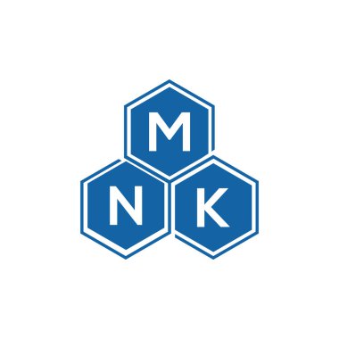 Beyaz arka planda MNK harf logosu tasarımı. MNK yaratıcı harflerin baş harfleri logo kavramı. MNK harf tasarımı.