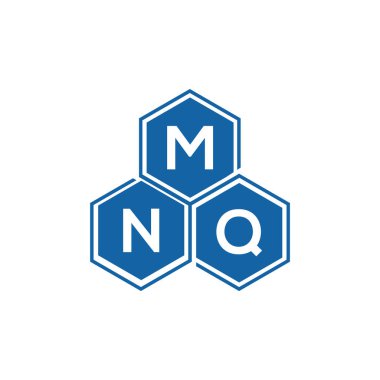 Beyaz arka planda MNQ harfi logo tasarımı. MNQ yaratıcı harflerin baş harfleri logo kavramı. MNQ harf tasarımı.