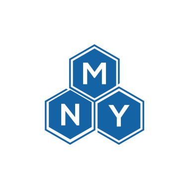 Beyaz arka planda MNY harf logosu tasarımı. MNY yaratıcı harfler logosu konsepti. MNY harf tasarımı.
