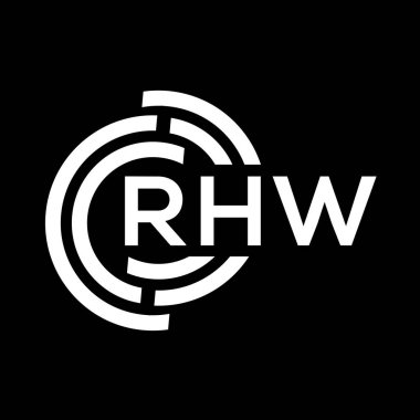 RHW harf logosu tasarımı. RHW monogram harflerin baş harfleri logo kavramı. Siyah arkaplanda RHW harf tasarımı.