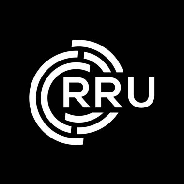 RRU harf logosu tasarımı. RRU monogram harflerin baş harfleri logo kavramı. Siyah arkaplanda RRU harf tasarımı.