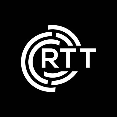RTT harf logosu tasarımı. RTT monogram harflerin baş harflerinin logosu. Siyah arkaplanda RTT harf tasarımı.