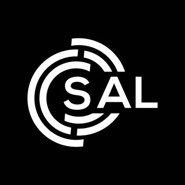 SAL harf logosu tasarımı. SAL başharflerinin baş harfleri logo konsepti. Siyah arkaplanda SAL harf tasarımı.