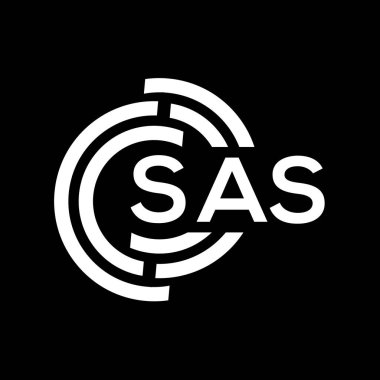 SAS harfi logo tasarımı. SAS başharflerinin baş harfleri logo konsepti. Siyah arkaplanda SAS harf tasarımı.