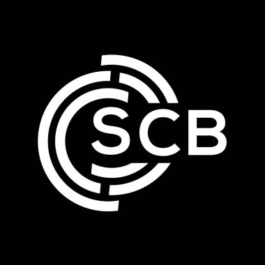SCB harfli logo tasarımı. SCB başharflerinin baş harfleri logo konsepti. Siyah arkaplanda SCB harf tasarımı.