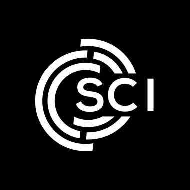 SCI harf logosu tasarımı. SCI monogram harflerin baş harfleri logo kavramı. Siyah arkaplanda SCI harf tasarımı.