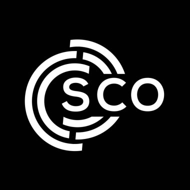 SCO harf logosu tasarımı. SCO monogram harflerin baş harfleri logo kavramı. SCO harf dizaynı siyah arkaplan.