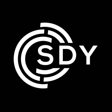 SDY mektup logosu tasarımı. SDY başharflerin baş harfleri logo konsepti. Siyah arkaplanda SDY harf tasarımı.