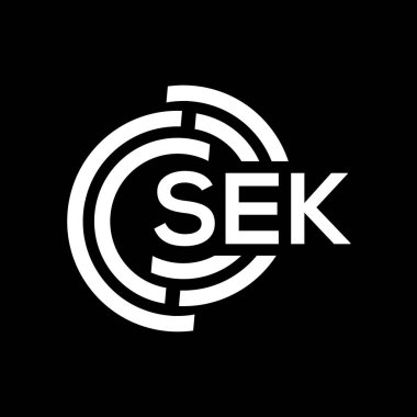 SEK mektup logosu tasarımı. SEK başharflerinin baş harfleri logo konsepti. SEK harf tasarımı siyah arkaplan.