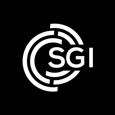 SGI harf logosu tasarımı. SGI monogram harflerin baş harfleri logo kavramı. Siyah arkaplanda SGI harf tasarımı.