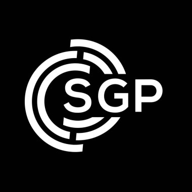 SGP harf logosu tasarımı. SGP monogram harflerin baş harfleri logo kavramı. Siyah arkaplanda SGP harf tasarımı.