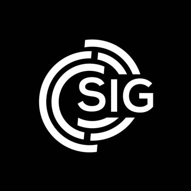 SIG harfli logo tasarımı. SIG monogram harflerin baş harfleri logo kavramı. Siyah arkaplanda SIG harf tasarımı.