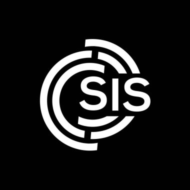 SIS mektup logosu tasarımı. SIS monogram harflerin baş harfleri logo kavramı. Siyah arkaplanda SIS harf tasarımı.