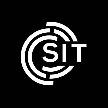 SIT mektup logosu tasarımı. SIT monogram harflerin baş harfleri logo kavramı. Siyah arkaplanda SIT harf tasarımı.