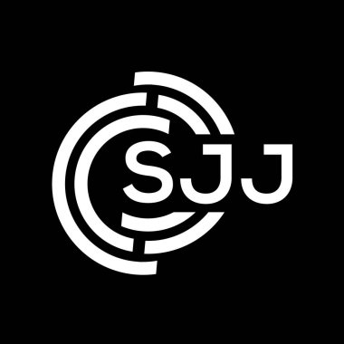 SJJ harf logosu tasarımı. SJJ monogram harflerin baş harfleri logo kavramı. Siyah arkaplanda SJJ harf tasarımı.