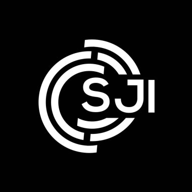 SJI harf logosu tasarımı. SJI monogram harflerin baş harfleri logo kavramı. Siyah arkaplanda SJI harf tasarımı.