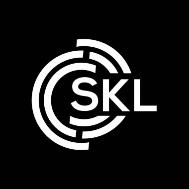 SKL harf logosu tasarımı. SKL monogram harflerin baş harfleri logo kavramı. Siyah arkaplanda SKL harf tasarımı.