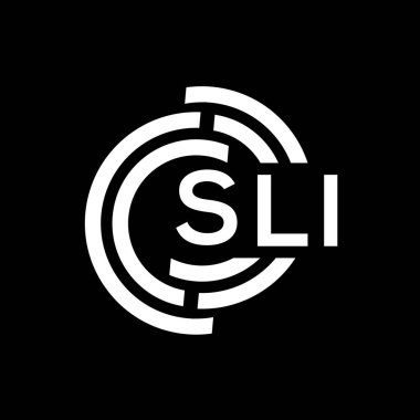SLI harf logosu tasarımı. SLI monogram harflerin baş harfleri logo kavramı. Siyah arkaplanda SLI harf tasarımı.