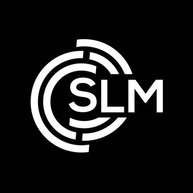 SLM harf logosu tasarımı. SLM monogram harflerin baş harfleri logo kavramı. Siyah arkaplanda SLM harf tasarımı.