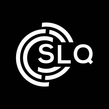 SLQ harfli logo tasarımı. SLQ monogram harflerin baş harfleri logo kavramı. Siyah arkaplanda SLQ harf tasarımı.