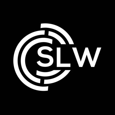 SLW harfli logo tasarımı. SLW monogram harflerin baş harfleri logo kavramı. Siyah arkaplanda SLW harf tasarımı.