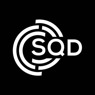 SQD harf logosu tasarımı. SQD monogram harflerin baş harfleri logo kavramı. Siyah arkaplanda SQD harf tasarımı.