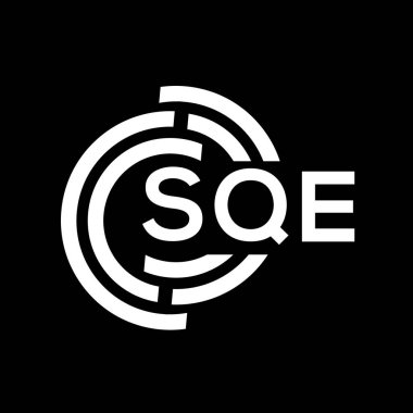 SQE harf logosu tasarımı. SQE monogram harflerin baş harfleri logo kavramı. Siyah arkaplanda SQE harf tasarımı.