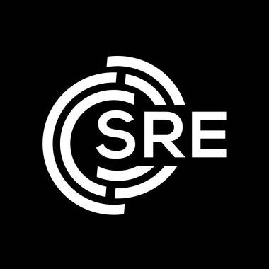 SRE harf logosu tasarımı. SRE monogram harflerin baş harfleri logo kavramı. Siyah arkaplanda SRE harf tasarımı.