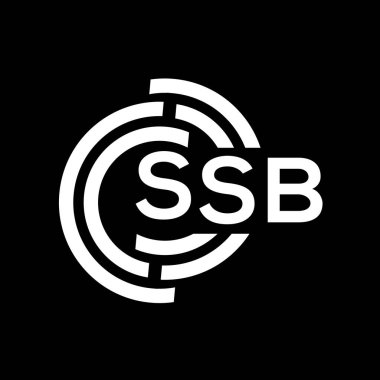 SSB harfli logo tasarımı. SSB monogram harflerin baş harfleri logo kavramı. Siyah arkaplanda SSB harf tasarımı.