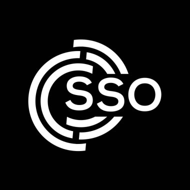 SSO mektup logosu tasarımı. SSO monogram harflerin baş harfleri logo kavramı. Siyah arkaplanda SSO harf tasarımı.