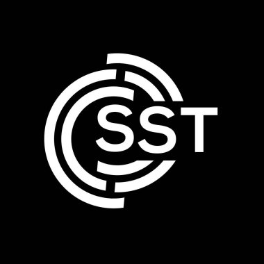 SST harf logosu tasarımı. SST monogram harflerin baş harfleri logo kavramı. Siyah arkaplanda SST harf tasarımı.