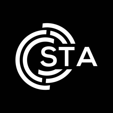STA mektup logosu tasarımı. STA başharflerinin baş harfleri logo konsepti. STA harf dizaynı siyah arkaplan.