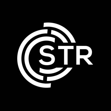 STR harf logosu tasarımı. STR monogram harflerin baş harfleri logo kavramı. STR harf dizaynı siyah arkaplan.