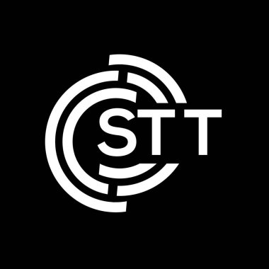 STT harf logosu tasarımı. STT başharflerinin baş harfleri logo konsepti. Siyah arkaplanda STT harf tasarımı.