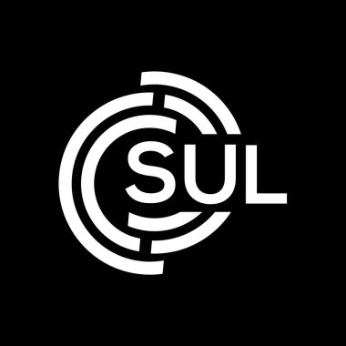 SUL harf logosu tasarımı. SUL monogram harflerin baş harfleri logo kavramı. Siyah arkaplanda SUL harf tasarımı.