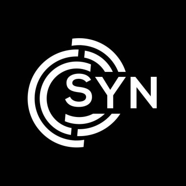 SYN harf logosu tasarımı. SYN başharflerinin baş harfleri logo konsepti. Siyah arkaplanda SYN harf tasarımı.