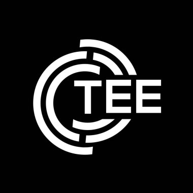 TEE harf logosu tasarımı. TEE başharflerin baş harfleri logo konsepti. Siyah arkaplanda TEE harf tasarımı.