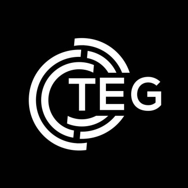 TEG harf logosu tasarımı. TEG başharflerinin baş harfleri logo konsepti. Siyah arkaplanda TEG harf tasarımı.