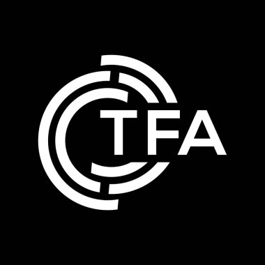 TFA harf logosu tasarımı. TFA monogram harflerin baş harfleri logo kavramı. Siyah arkaplanda TFA harf tasarımı.