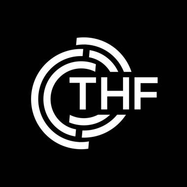 THF mektup logosu tasarımı. THF baş harfleri logo konsepti. THF 'nin siyah arkaplan dizaynı. THF harfi logo tasarımı. THF baş harfleri logo konsepti. Siyah arkaplanda THF harf tasarımı.